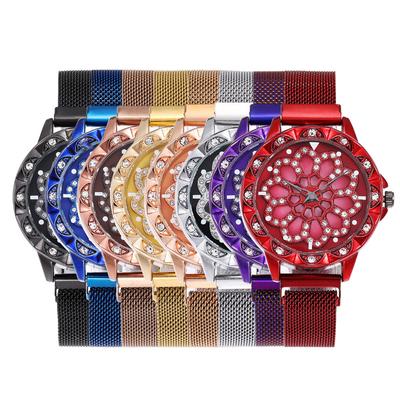 UTHAI BK21 Fashionable Women Watch Hollow Flower Plate Rotating Diamond Quartz Watches Light Luxury Clock Gift Watches for Woman