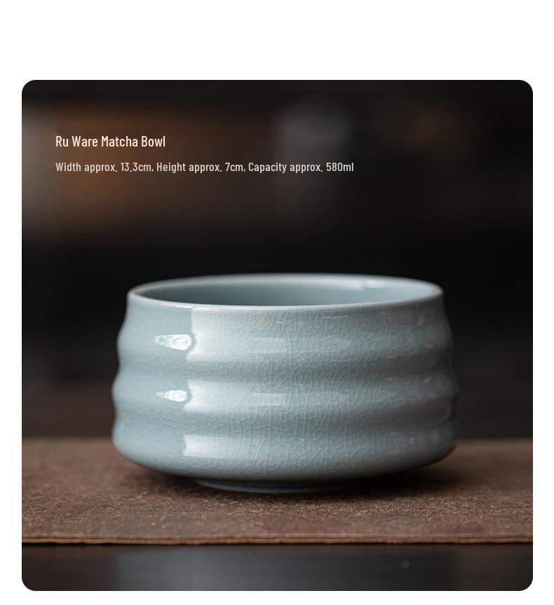 Japanese Ceramic Matcha Tea Set: Large Bowl, Whisk, Sieve, and Bamboo Whisk - 8 Pieces