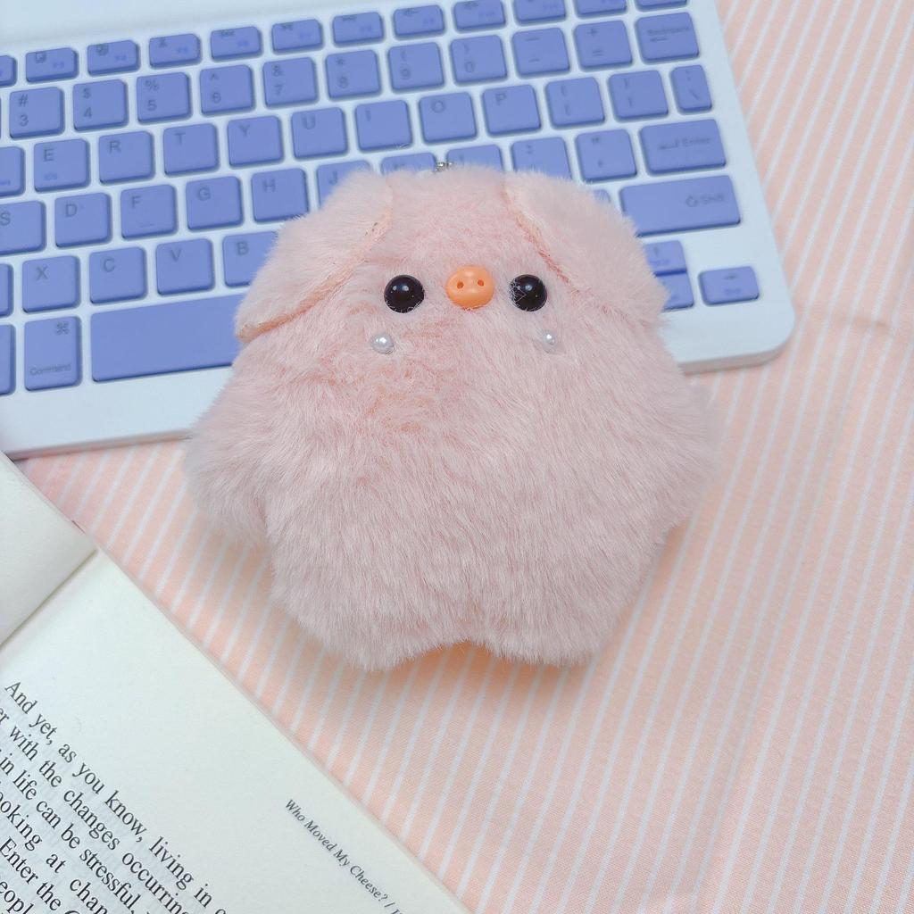 Squeaky Pig Plush Keychain - Adorable Piggy Bag Charm & Soft Gift Doll