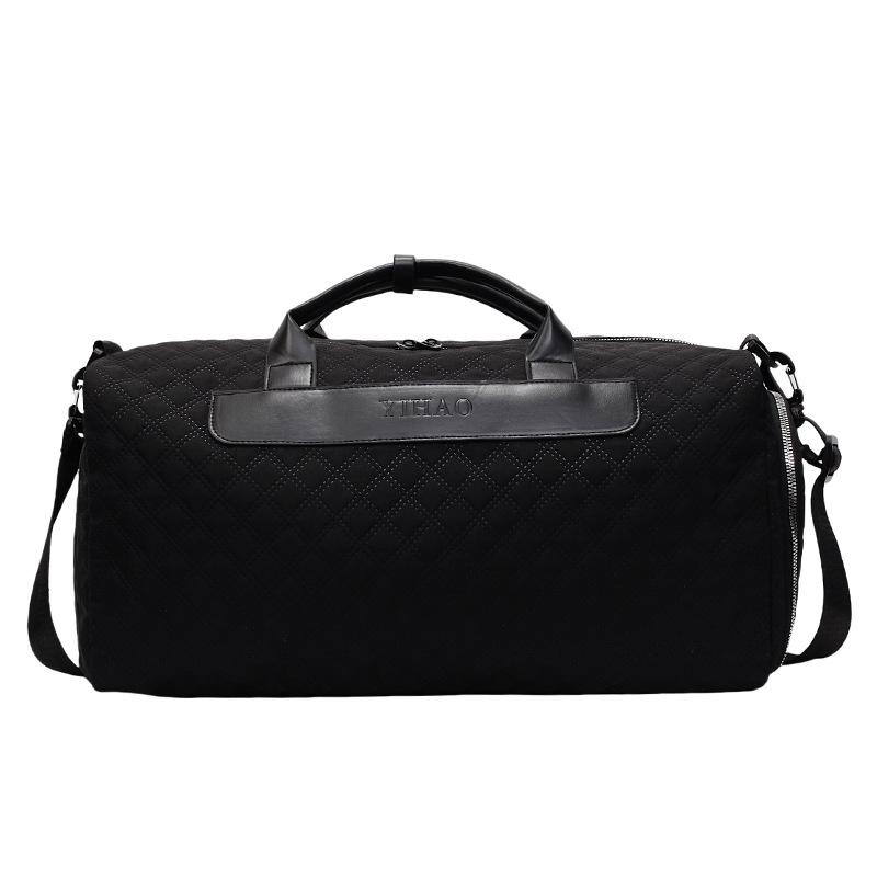 Stylish Plaid Gym Bag with Shoe Compartment: Large Capacity & Dry/Wet Separation for Business Travel