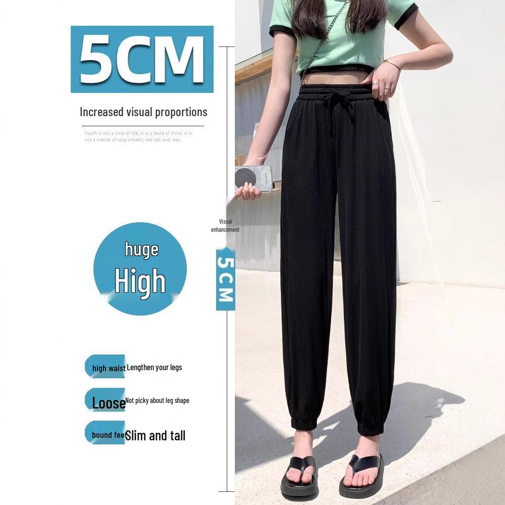 

Women s Petite Ice Silk Cool Casual Lantern Pants - White, XS S for 80-95 lbs