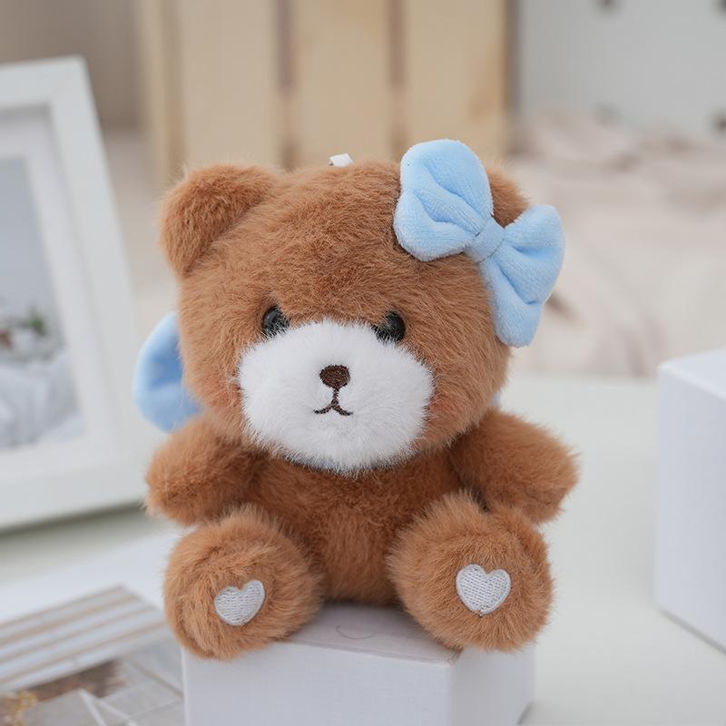 

Bowtie Teddy Small Bear Plush Keychain Fluffy Bag Pendant In Colors Various Style B