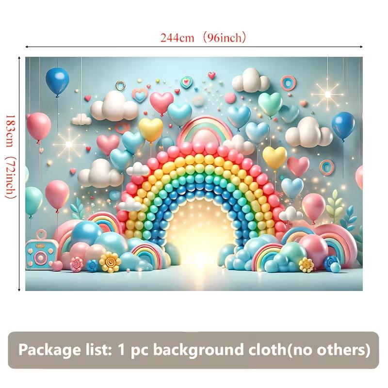 

2D Kids Rainbow Backdrop, Pastel Cloud Photography Background 47.2x31.5inch/120*80cm