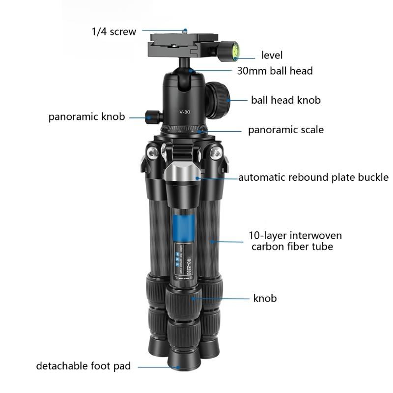Portable Carbon Fiber Tripods with Ball Head for Camera Photography for Travel and Outdoor Use Providing High Stability