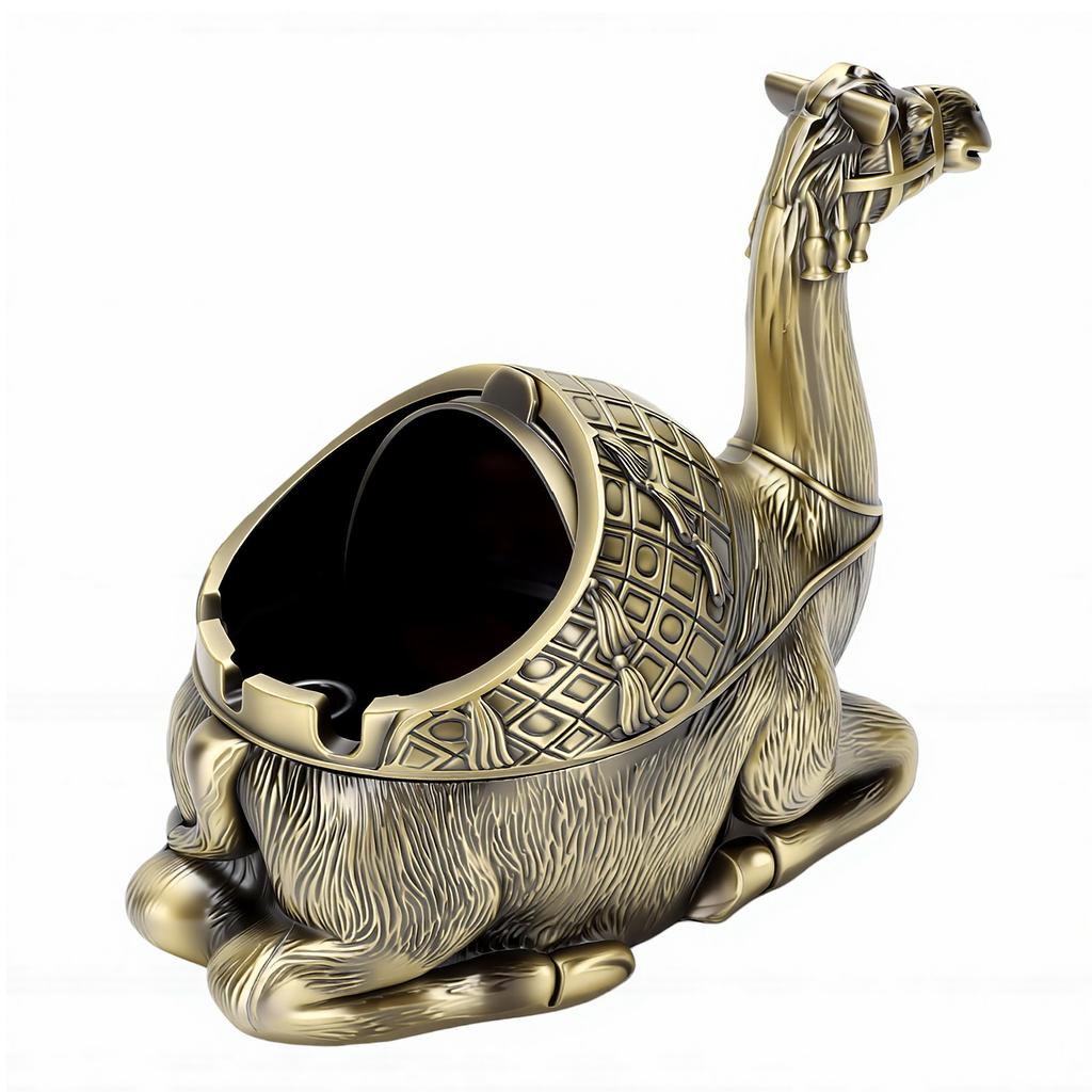 Retro Metal Ashtray with Lid Windproof European Style Animal Shaped Ashtray Decor for Indoor Outdoor Office Living Room