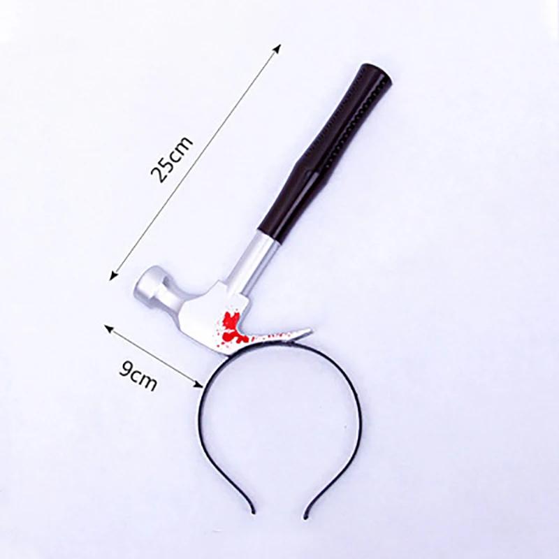 Halloween Headband Hair Accessory Prank Fake Head Axe Headband with Costume Parties 3D Sharp Kitchen Knife Head Hair Accessory