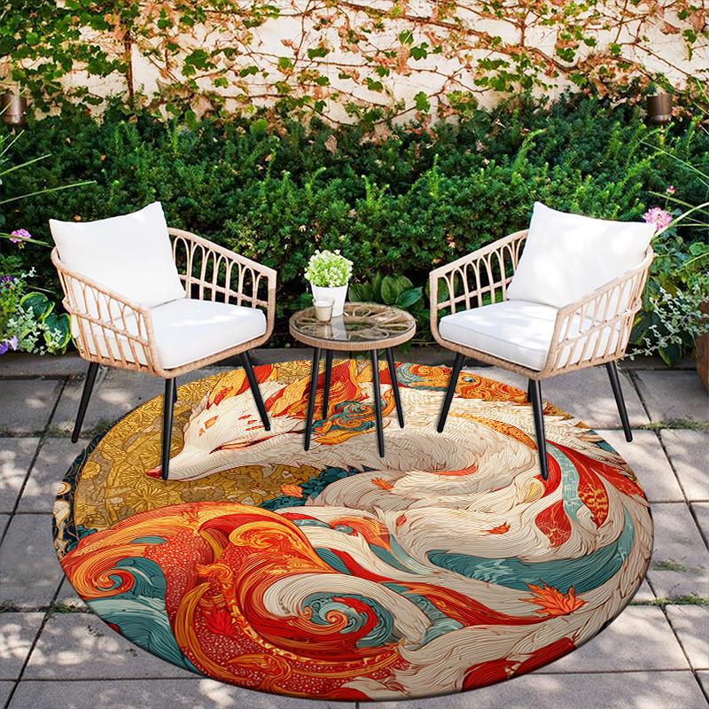 Nine-Tailed Fox pattern round rug,Carpet Rug for Living Room Bedroom Playroom ,Non-slip Floor Mat,Holiday Gifts and Birthday Gifts.