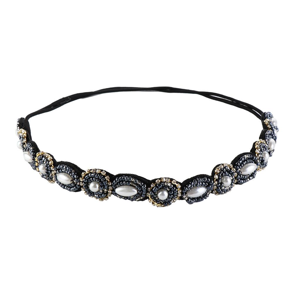 Headwear Makeup Party Turquoise Korean Style Headband Elastic Bohemian Hair Accessories Rhinestone Beaded Hairband