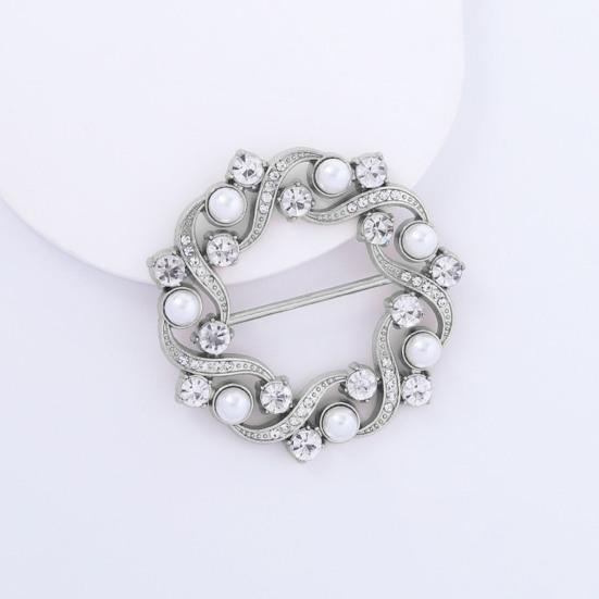 Rhinestone Scarf Ring Artificial Pearl Silk Scarf Clip Elegant Scarf Holder Ring for Women