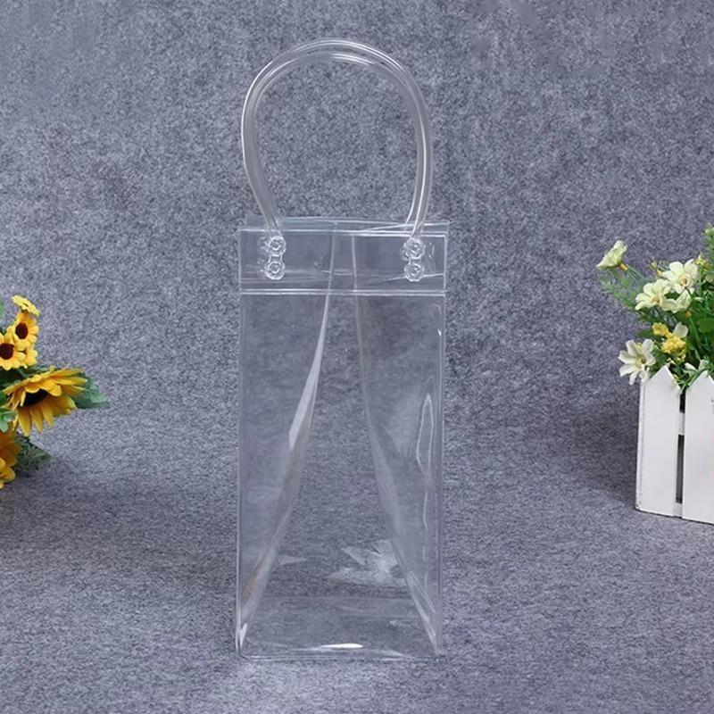 1Pc Pvc Leakproof Ice Bag Eco Friendly Transparent Ice Pack Portable Ice Bucket Wine Champagne Bottle Chiller With Carry Handle