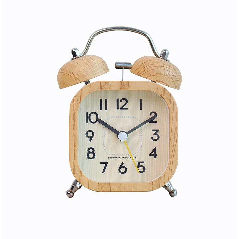 Bedside alarm clock creative student metal ringing mechanical alarm clock children cute luminous mute simple