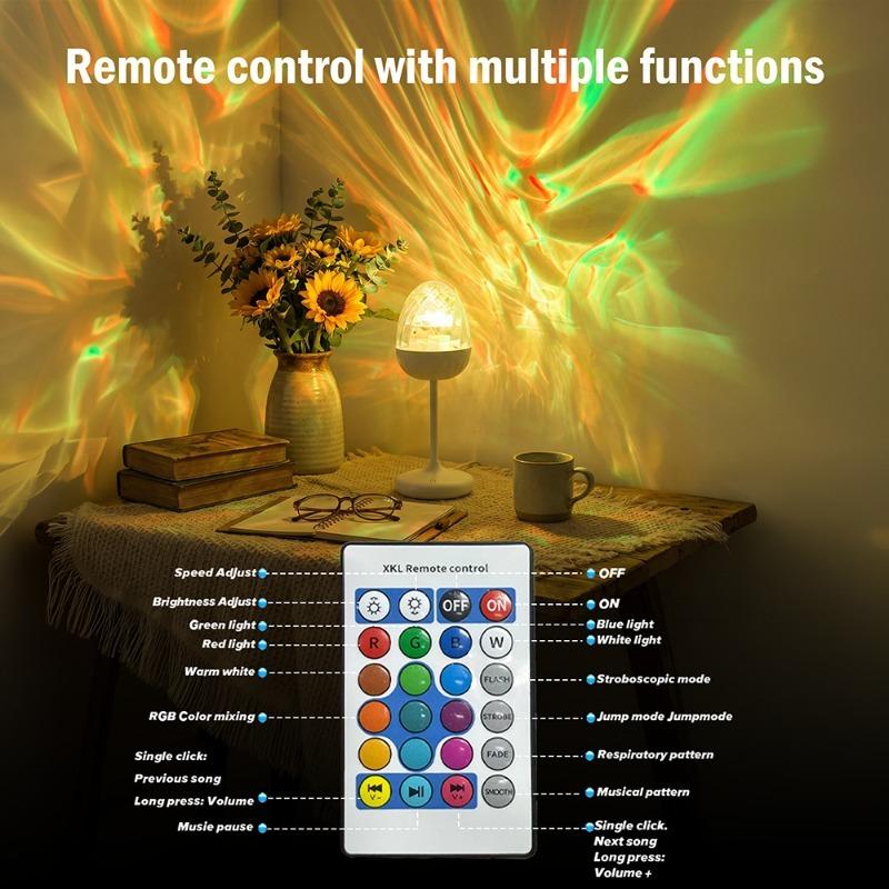 Aurora Projection Lights LED Remote Control Night Light Water Ripple Projection Lamp Bedoom Home Decoration Colorful Table Lamps