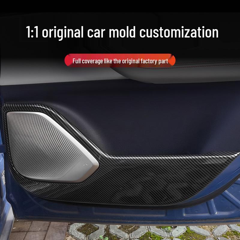 L60 Car Door Kick Mats with Carbon Fiber Texture - Interior Protective Sticker