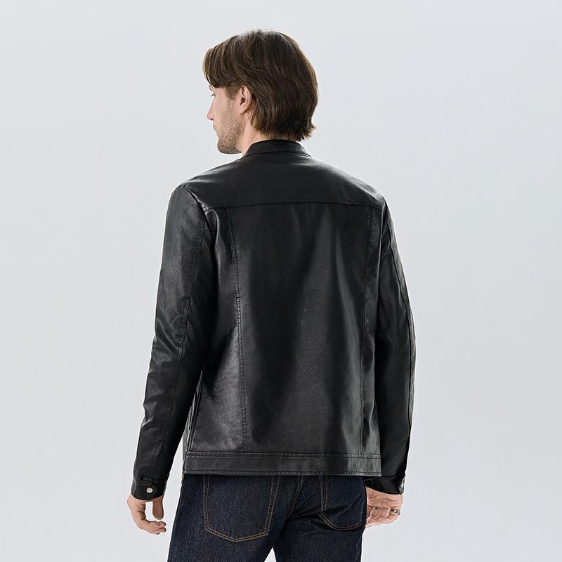 New casual fashion high-end leather jacket men's loose trend American cycling locomotive casual PU leather jacket