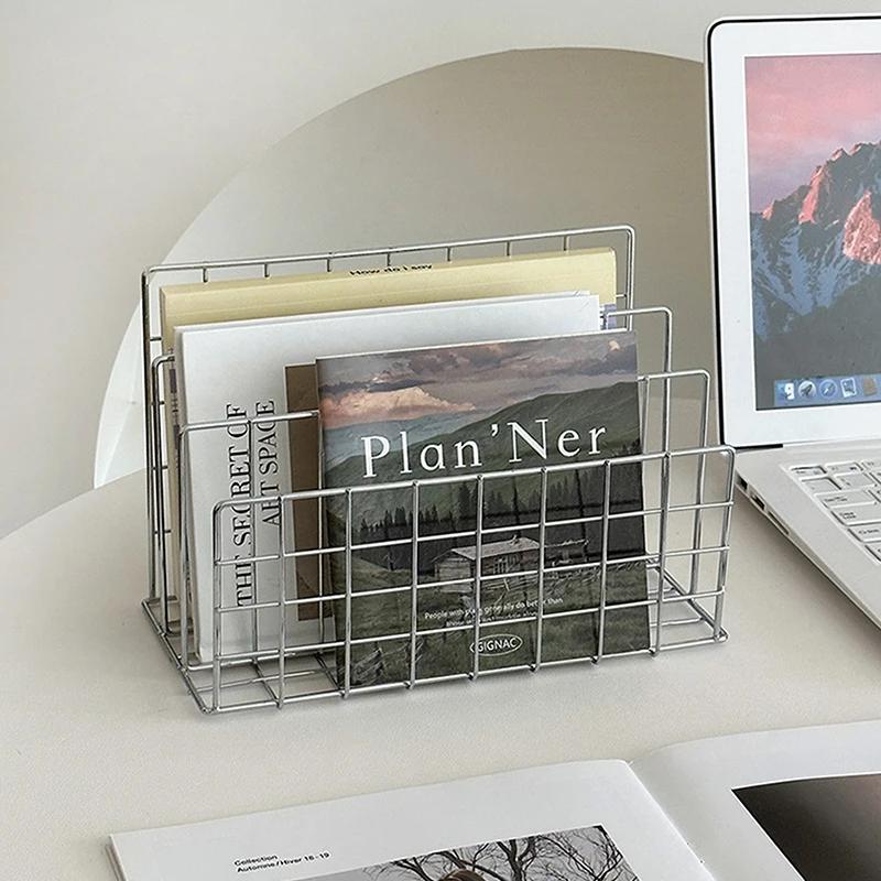 Ins Minimalist Iron Desktop Storage Rack Organizer Table Organizing Rack Document Book Rack Desk Multi-functional Storage Rack