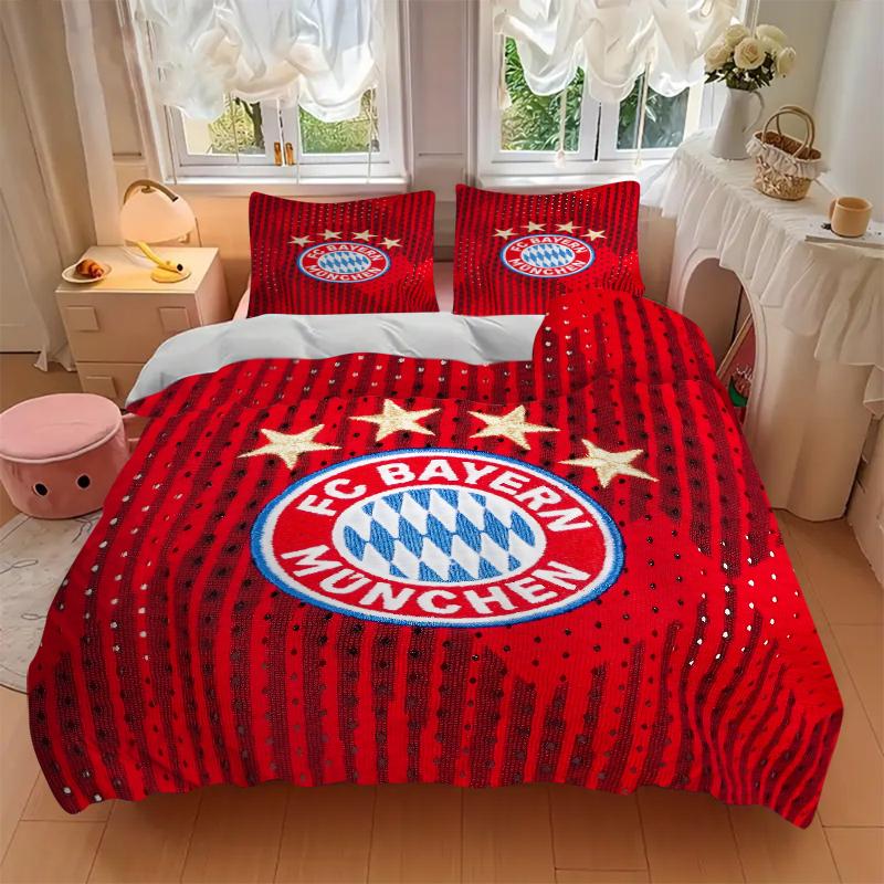3Pcs Bayern Munich Crest Detail Bedding Sets For All Sizes New 3D Printed Bed Cover Comforter Duvet Cover Pillowcase Bedroom Decoration