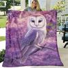 Quickship Purple Flannel Blanket with Majestic Owl And Lilac Floral Design Ultra-Soft All-Season Throw, Contemporary Style for Valentine'S, Mother'S D