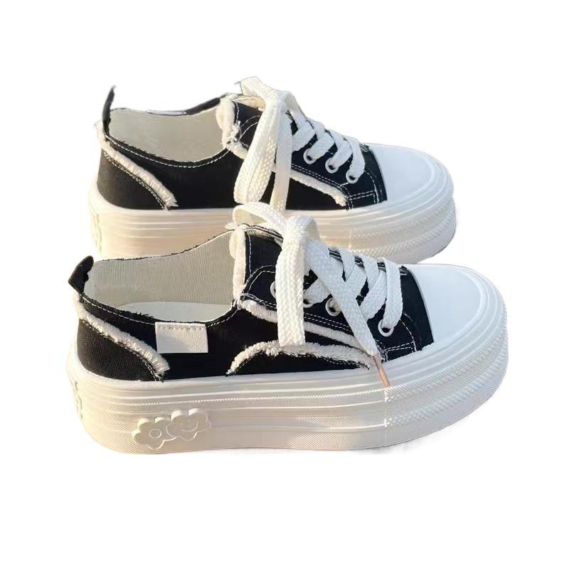 Cloud white shoes summer girls with skirts versatile niche design breathable canvas casual shoes