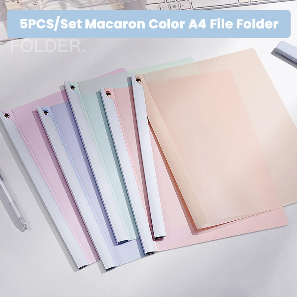 5PCS/Set Rotating Rod A4 File Folder Morandi/Macaron Color File Organizer Document Folder Business Macaron Color