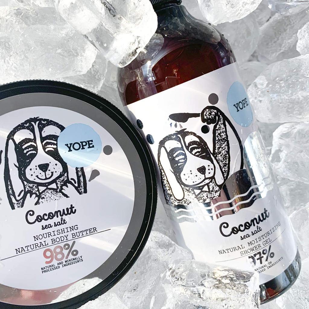 YOPE Natural Moisturizing Body Coconut Sea Salt For Dry Made with Natural Shower ECOCERT Soap, 400ml, & Scent, Skin, 97% Ingredients, Gel,