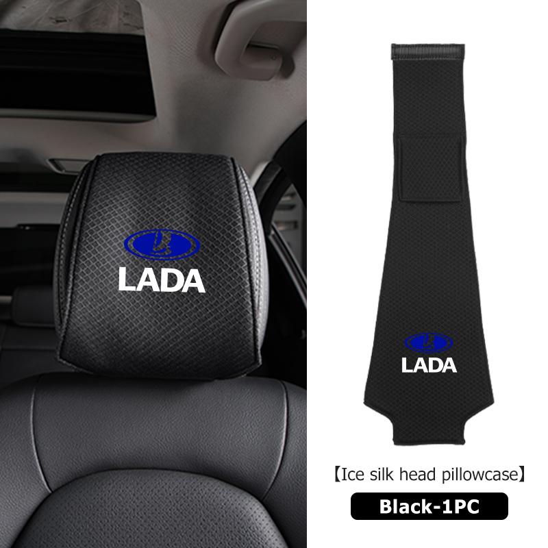 Car Seat Back Headrest Ice Silk Support Pad Head Pillow Covers For Lada Niva Vesta 4X4 Samara Kalina Largus Priora Granta