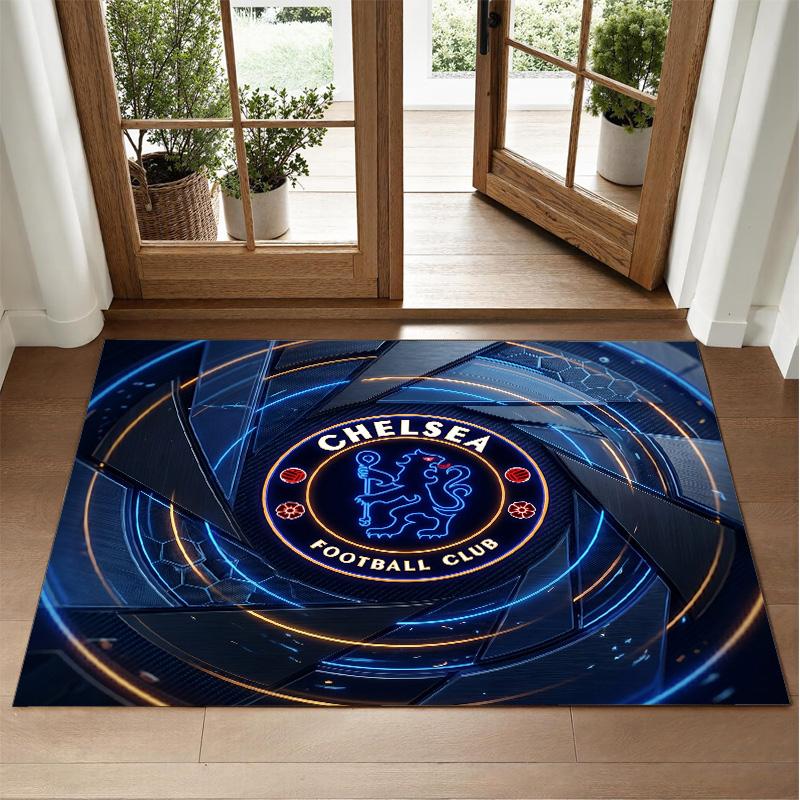 Chelsea FC Design Crystal Velvet Rug Soft Decorative Mat for Bedroom Entrance