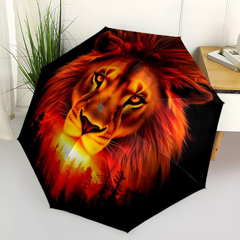 1pc Lion Face Automatic Umbrella - Automatic Opening And Closing, Sturdy Iron Frame, Portable Folding Design Yy251018219