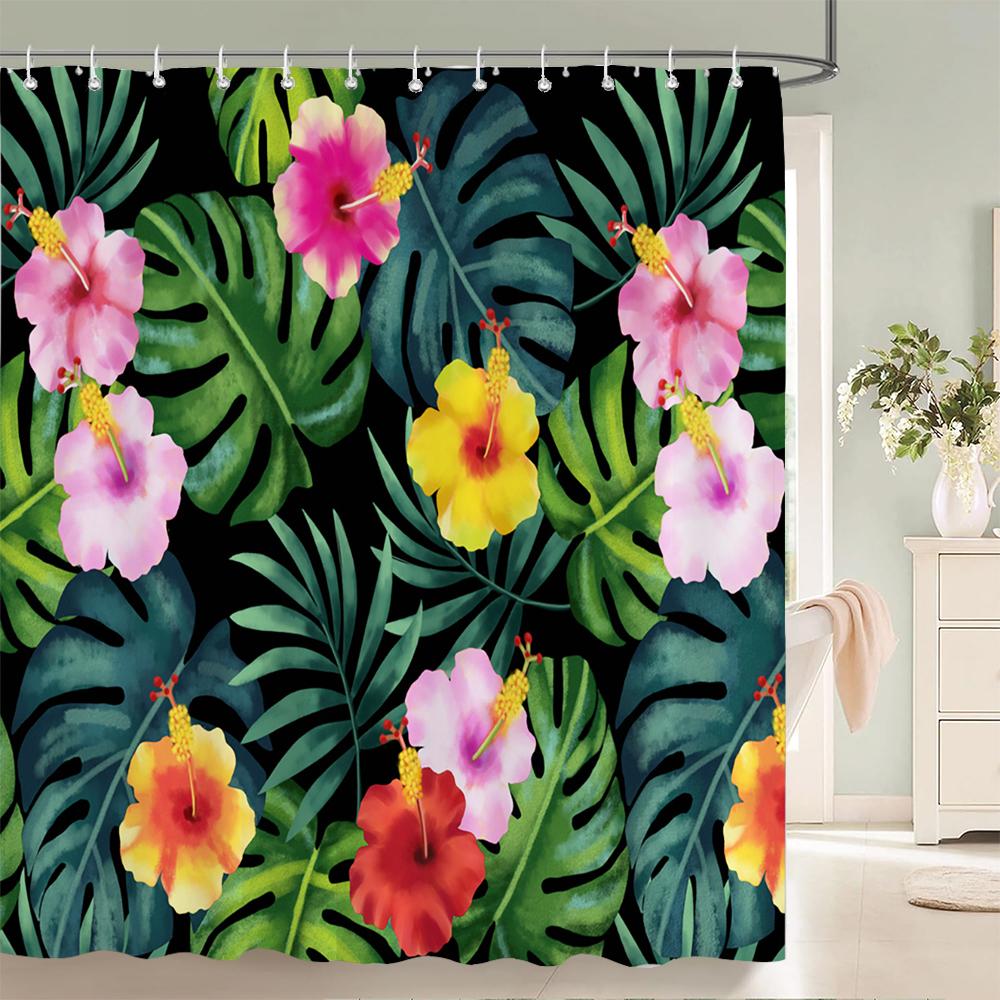 Beautiful Flowers Shower Curtains with hooks Waterproof Bath Curtains for Bathroom Home Decoration Floral Bathroom Curtain