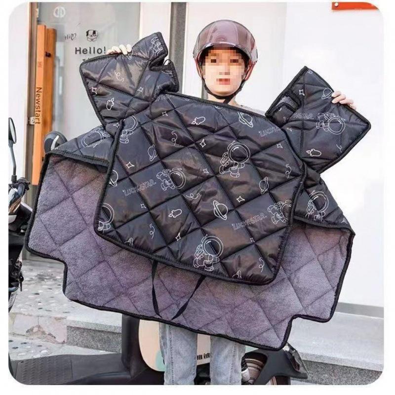 Extra Large Fleece-lined Electric Car Windshield Quilt - Winter Cold and Wind Protection, Waterproof, Black Little Bear Design