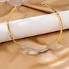 Luxury Gold and Silver Two-Tone Irregular Polished Brass Single Row Crystal Wave Choker Necklace for Women High-Quality Jewelry