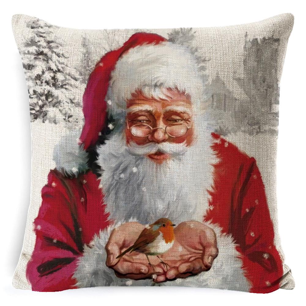 Christmas Linen Pillow Case Home Nap Lumbar Cushion Pillow Sofa Bedside Cushion Pillow Case