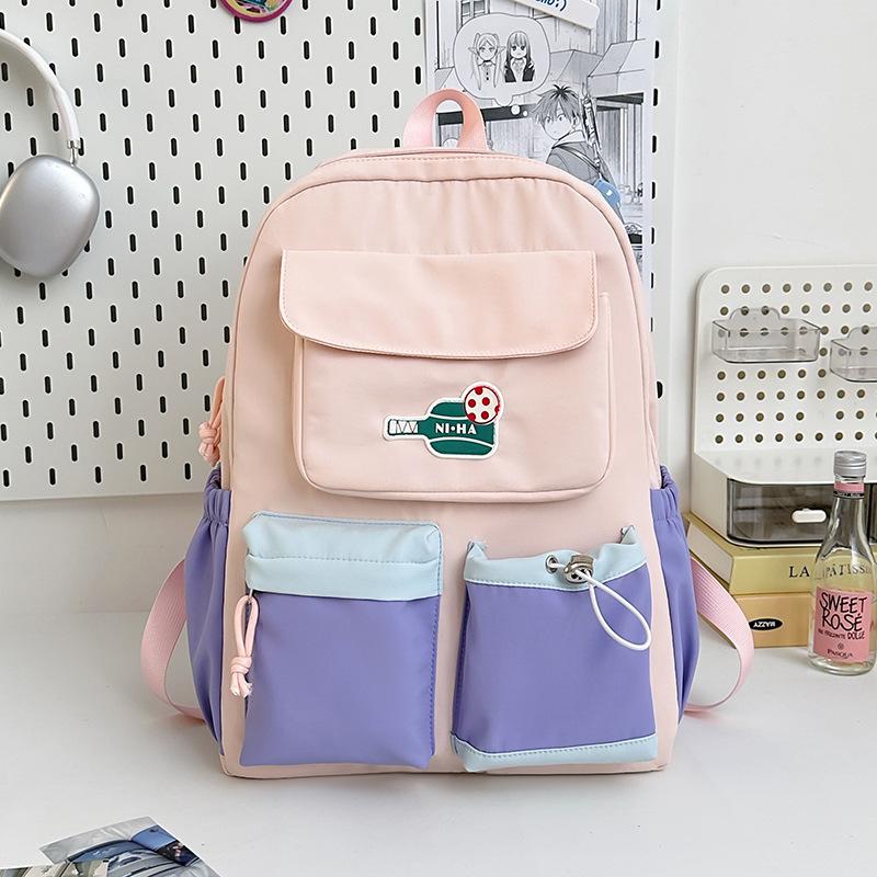 Schoolbag Lightweight schoolbag Student contrasting color design Simple middle school student college student backpack Outdoor travel Leisure