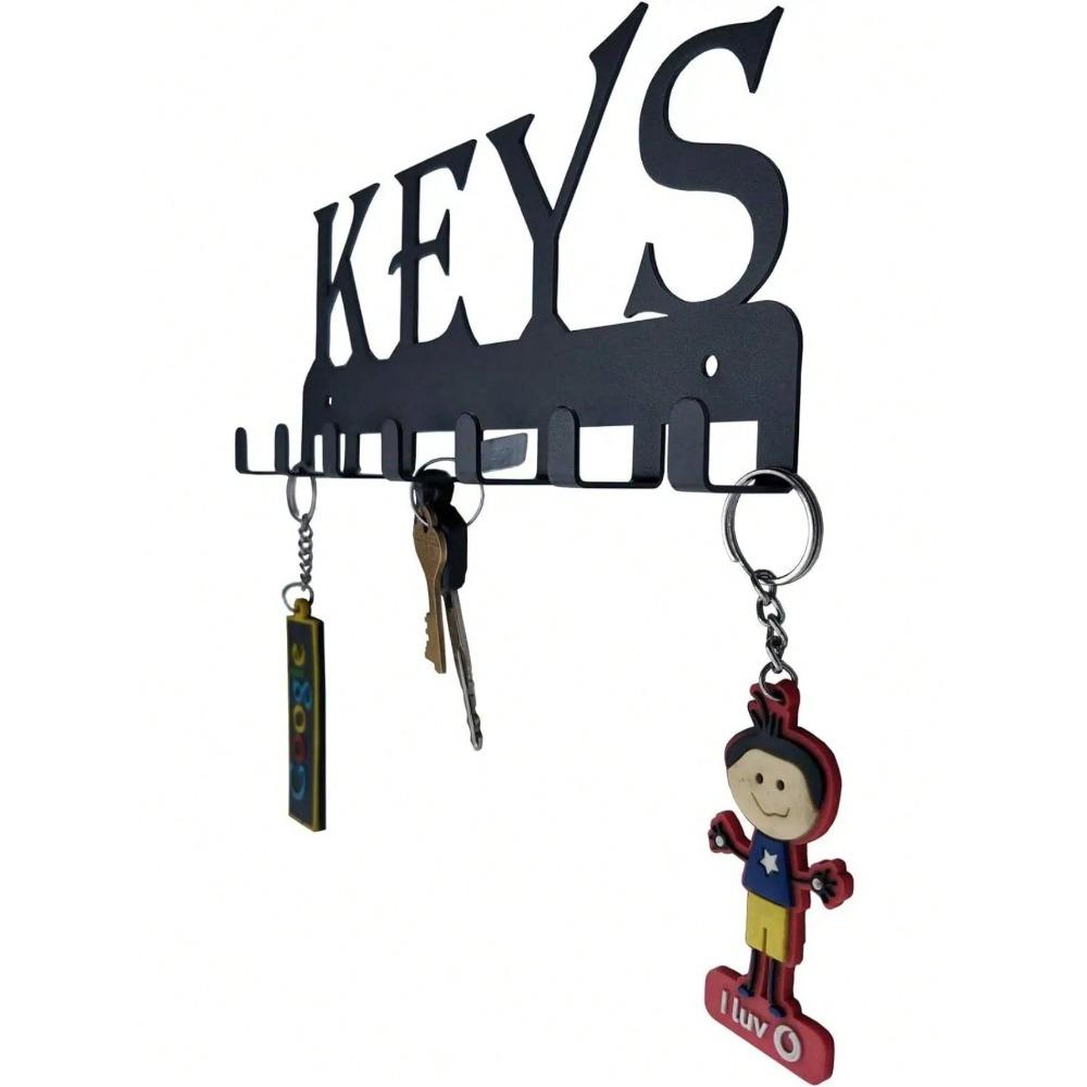 Metal Wall Mounted Key Holder 25x11x2.5 cm Hallway Entry Organizer Hook Rack for Keys Towels Hats Bags