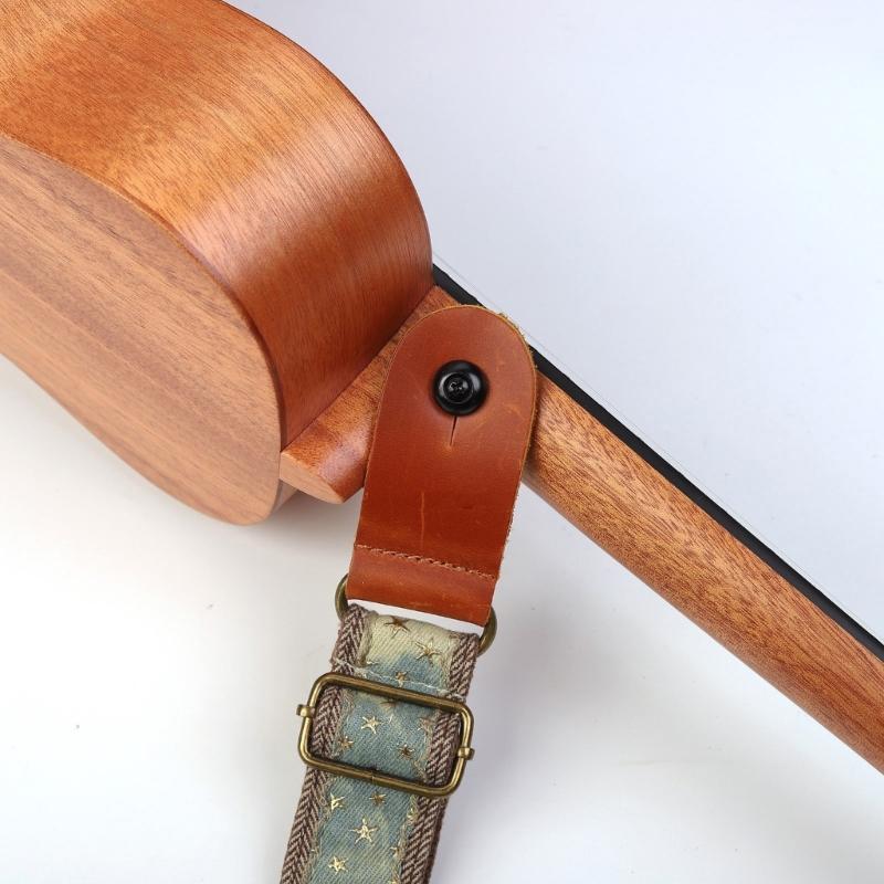 Cowboy Star Pattern Ukulele Strap Leather Adjustable Shoulder Strap Acoustic Ukulele Belt for Comfortable Playing