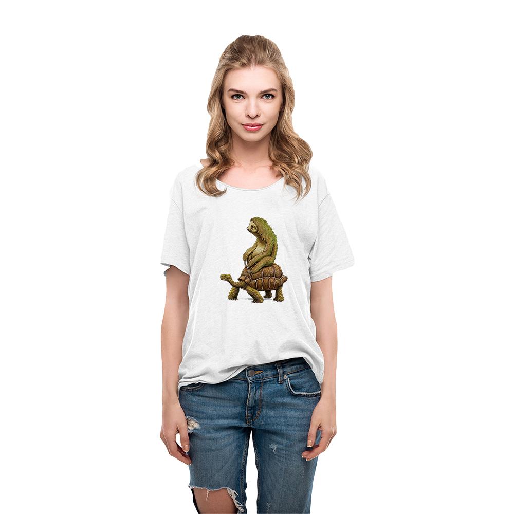 Tortue Et Paresseux Dessin Animé T-shirt Femme Drôle Été Urbain Décontracté Hauts Vêtements Tumblr Femme Nouveau