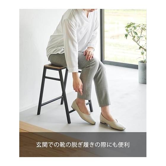 Yamazaki Jitsugyo [Completed Product] Stool H45 Black W36 x D36.3 x H45cm Tower Stackable Chair No Assembly Required 1470