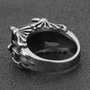 11MM Retro Dark Gothic Punk Ghost Rhinestone Stainless Steel Ring for Men