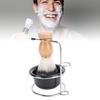 Ensemble de blaireau Kit de toilettage Moussage efficace Poils synthétiques Support en acier inoxydable Bol à raser Support pour hommes