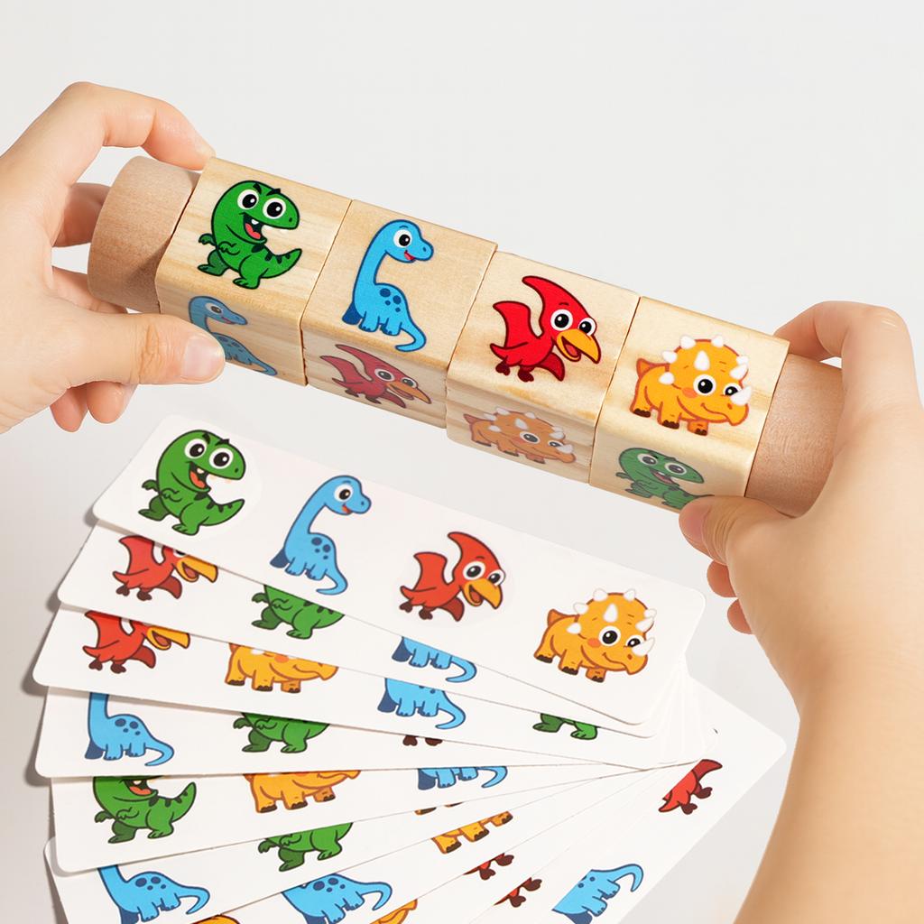 1PC Cartoon Pattern Rotating Matching Building Blocks Children's Educational Early Learning Color Recognition Matching Game