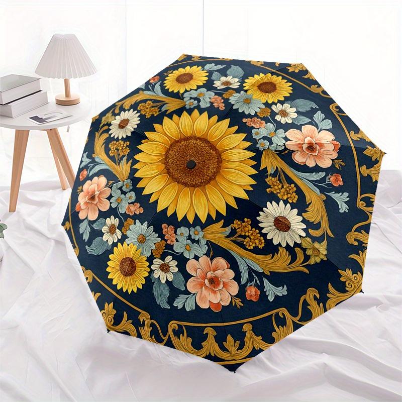 Sunflower Garden Umbrella, Portable 3-Fold Compact Umbrella,Christmas Gift ES366