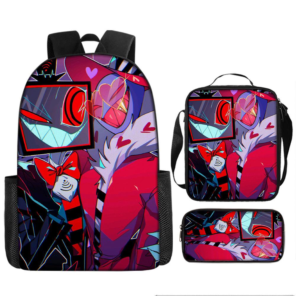 Hell Inn Hazbin Hotel student backpack cartoon backpack three piece set backpack shoulder bag pencil case