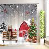 Christmas Shower Curtains Santa Claus Farmhouse Cabin Snowman Snowflakes Winter Gifts Xmas Holiday Bathroom Decor with Hooks
