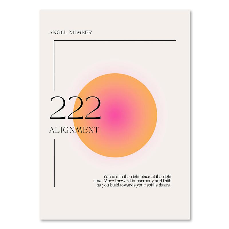 Angel Numbers Gradient Aura Posters and Prints Aesthetic Danish Pastel Canvas Painting Nordic Art Wall Picture Dorm Home Decor