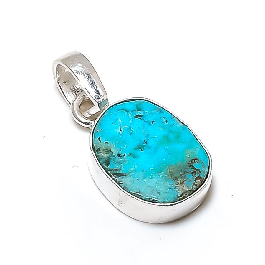 Tibetan Turquoise Gemstone 925 Sterling Silver Jewelry Pendant 1.22" GK-5138