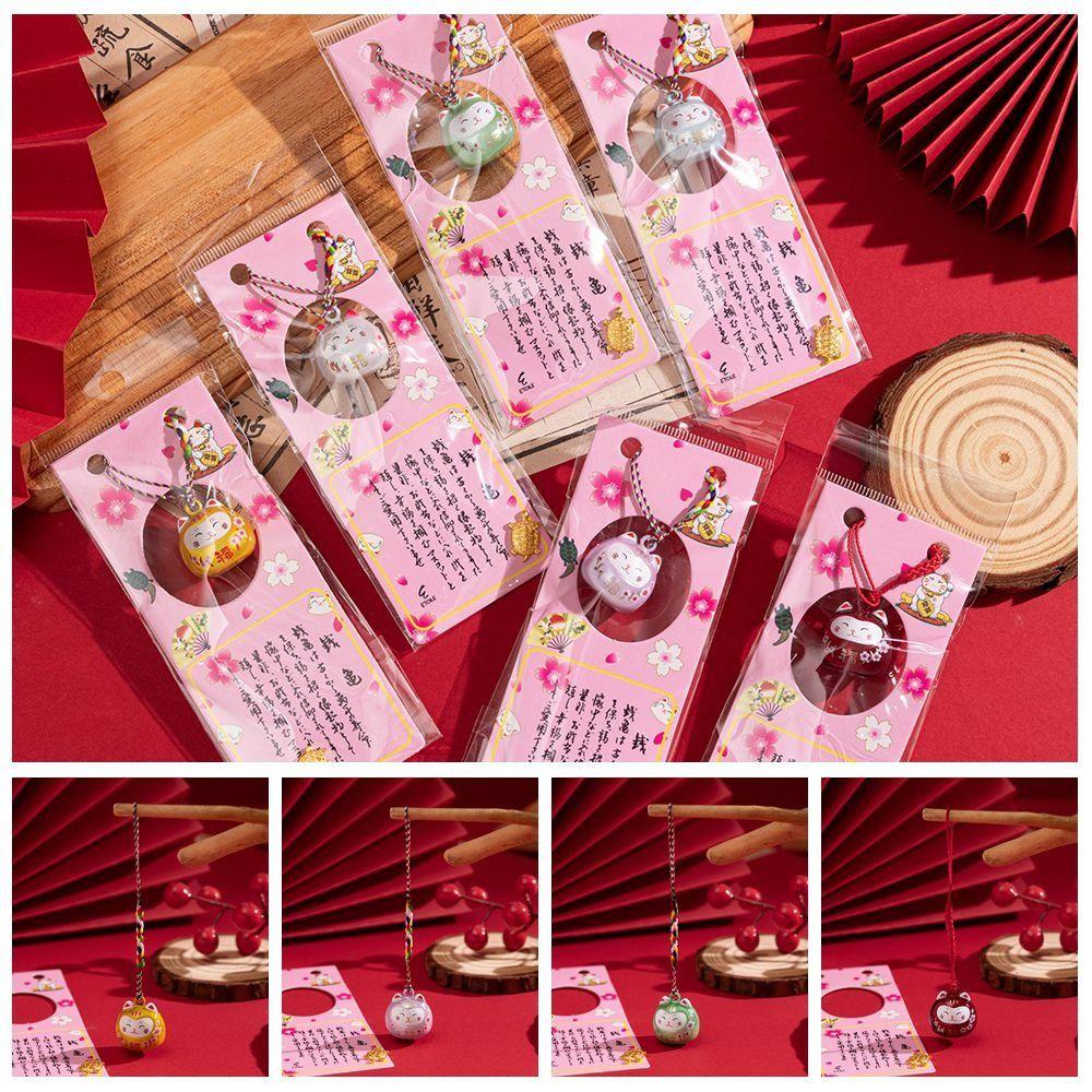 Bring Wealth Cat Bells Pendant Cat Daruma Bells Pendant Key Chain  Handbag Accessories