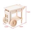 Trolley Dining Cart Kitchen Wooden Furniture Miniature Dollhouse Doll Decor Toy Two Layers