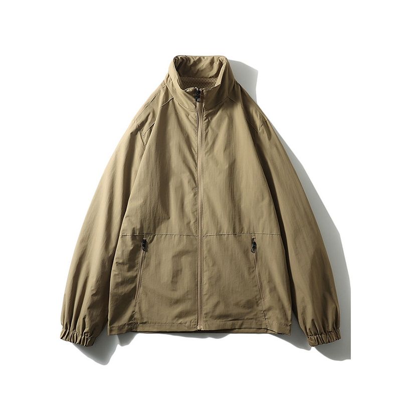 Outdoor Sports Leisure Stand Collar Windproof Cardigan Outerwear Men's Spring and Autumn Thin Trench coat Foreign Trade Men's Waterproof Jacket