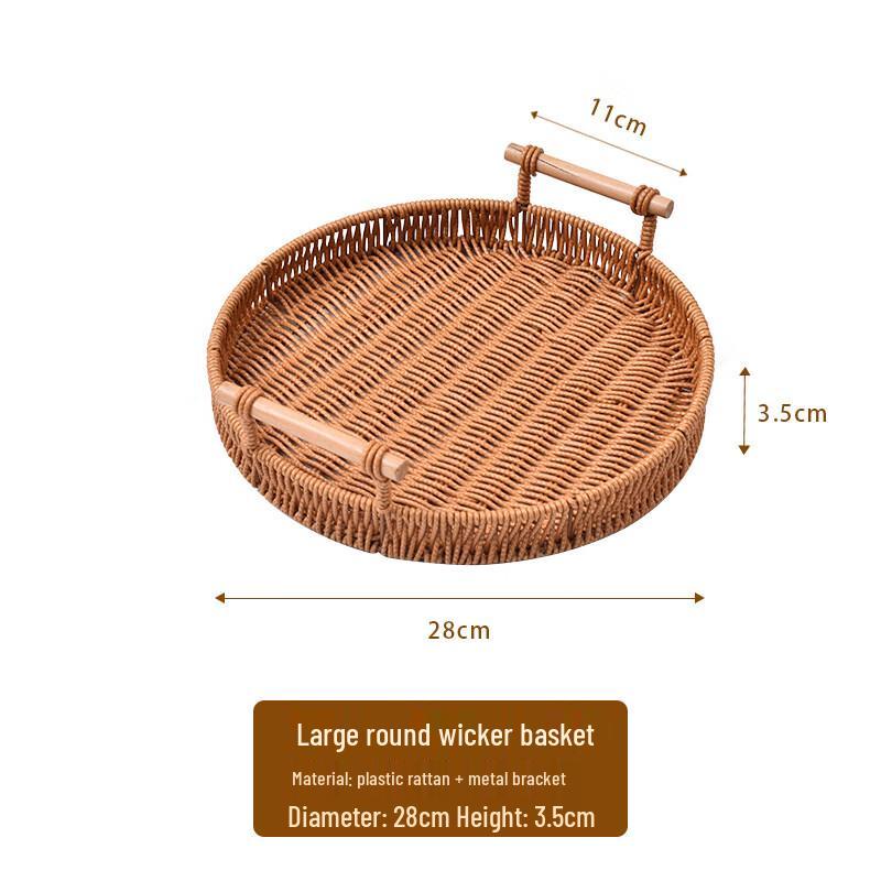 ZISIZ Handwoven Imitation Rattan Straw Tray