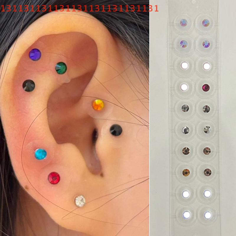 20 Patches Butterfly Flower Shape Crystal Ear Seed Acupuncture Auricular Disposable Ear Stickers Massage Therapy Needle Patch