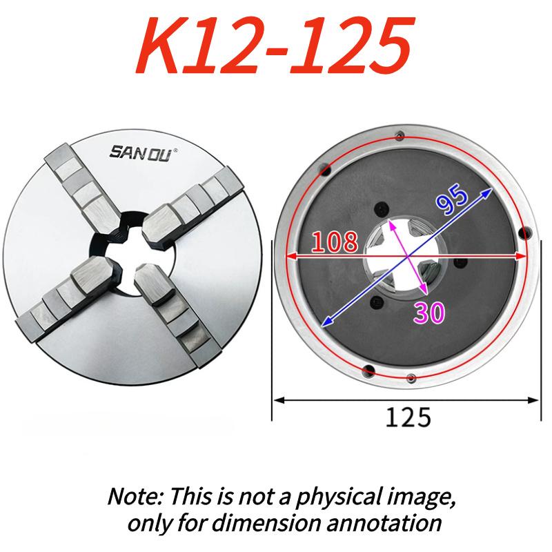 K12 4 Jaw Self-Centering Chuck K12-80 K12-100 K12-125 K12-130 K12-160 K12-165 200 250 Precision CNC Lathe Fixture Scroll Chuck Tire Chucks 1